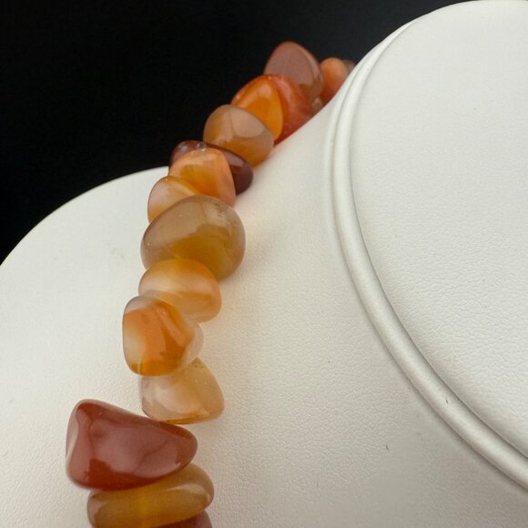 Carnelian‎ Chunky Beaded Necklace Polished Semiprecious Gemstone Orange Gradient - Picture 8 of 8